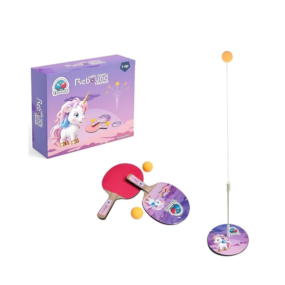 Shipra Play House Unicorn Theme Table Tennis Set  2 Wooden Rackets & Balls  Fun Indoor Outdoor Sports Toy for Kids & Adults  Rebound Practice Game Kit for All Ages